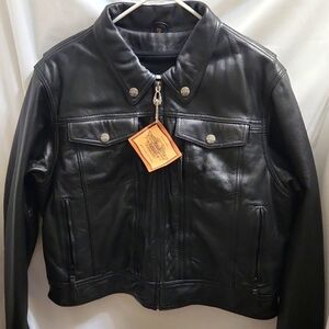 Harley-Davidson Black Genuine Leather Vented Motorcycle Jacket (w size 2XL)